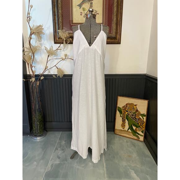 J.Crew White Linen Cotton Maxi Dress 3X Plus Size Crisscross Back - Picture 6 of 15